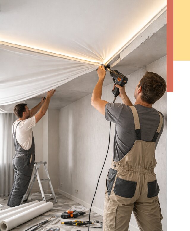 Монтаж натяжного потолка с подсветкой в Карасук от 965 руб. | ОТДЕЛОЧНИК-Кск