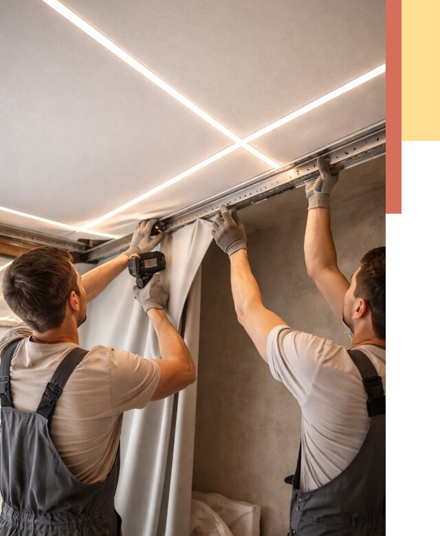 Монтаж натяжного потолка со световыми линиями в Карасук от 1219 руб. | ОТДЕЛОЧНИК-Кск