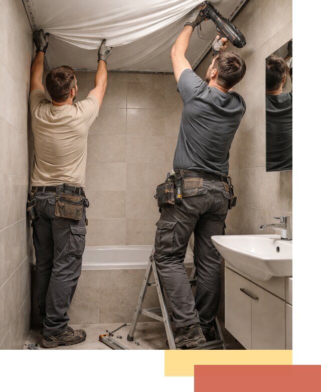 Монтаж натяжного потолка в ванной в Карасук быстро и качественно