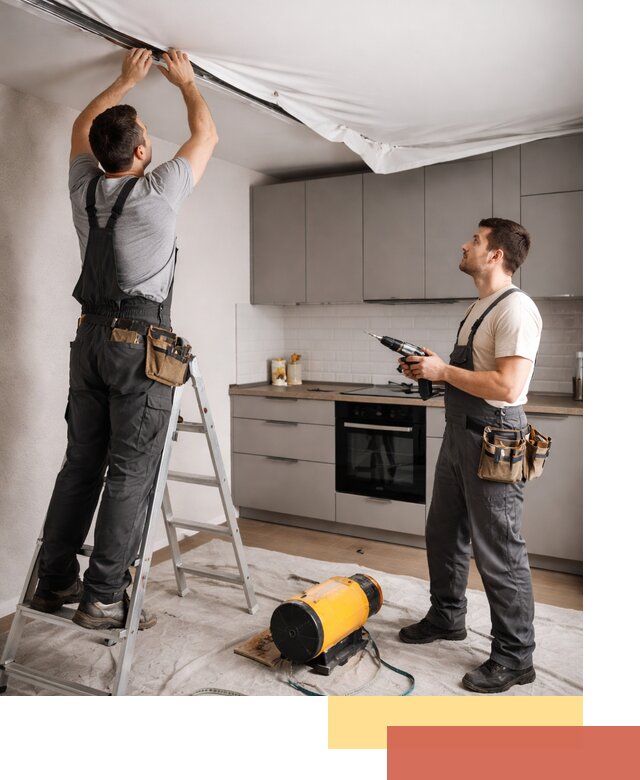 Монтаж натяжного потолка на кухне в Карасук