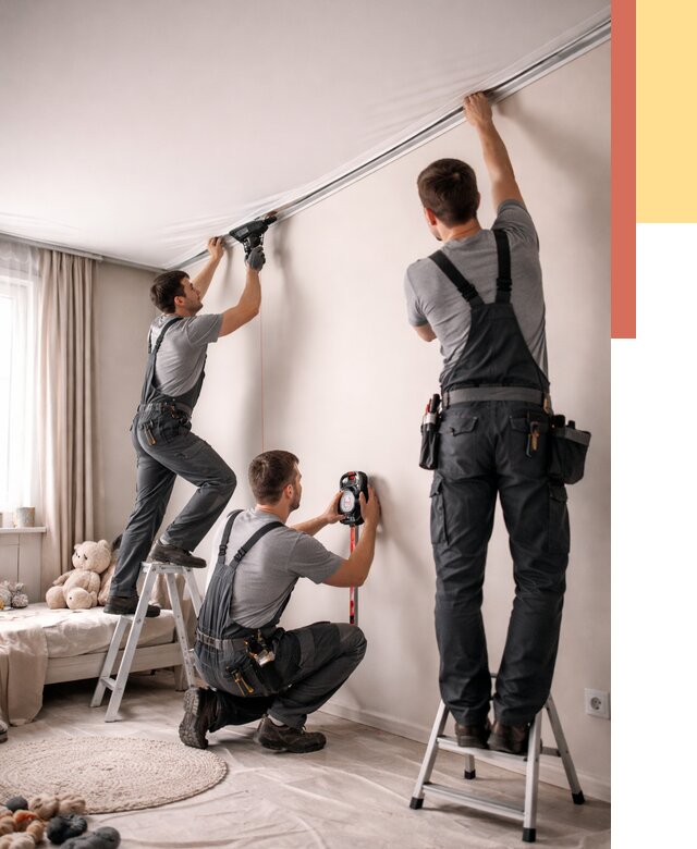 Монтаж натяжного потолка в детской в Карасук от 3555 руб. — быстро и недорого | ОТДЕЛОЧНИК-Кск