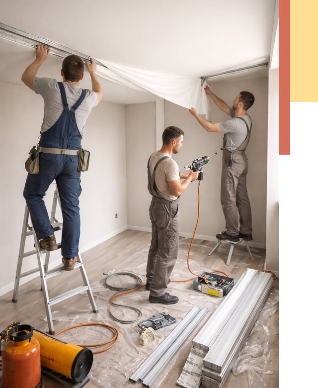 Монтаж натяжного потолка в студии в Карасук от 5586 руб. — быстро и недорого | ОТДЕЛОЧНИК-Кск