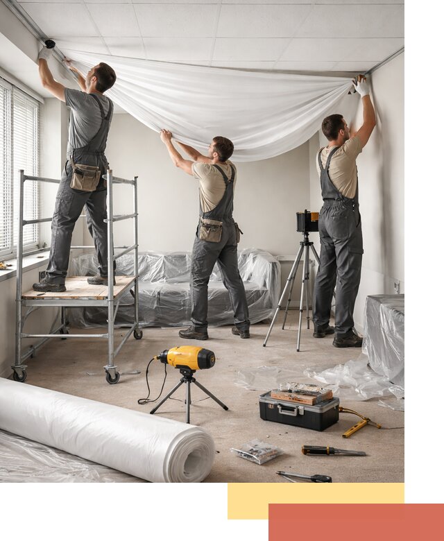 Монтаж натяжного потолка в офисе в Карасук