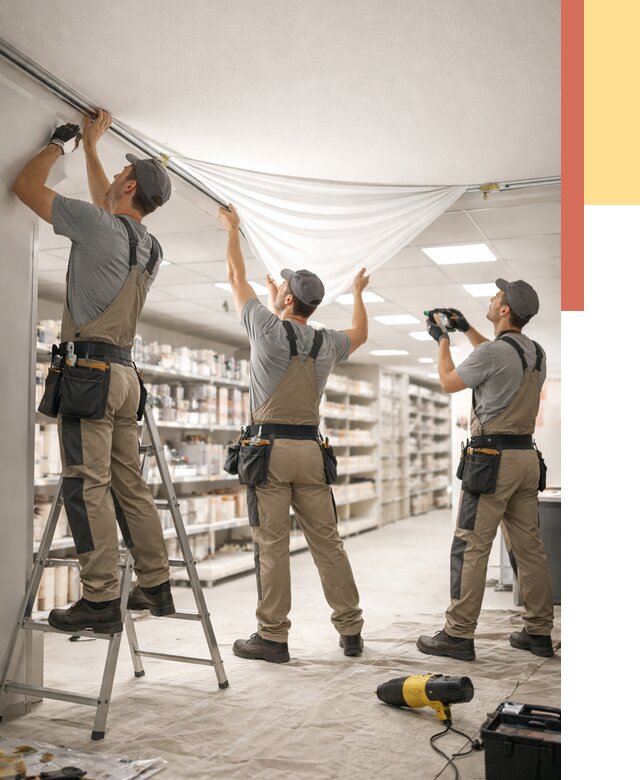 Монтаж натяжного потолка в магазине в Карасук от 4571 руб. быстро и недорого | ОТДЕЛОЧНИК-Кск