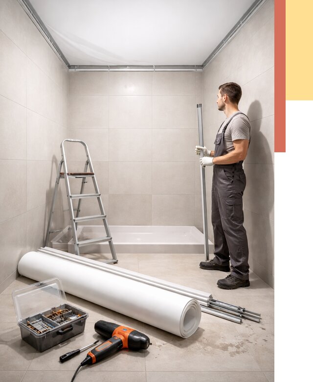 Монтаж натяжного потолка в санузле в Карасук от 1879 руб. — ОТДЕЛОЧНИК-Кск