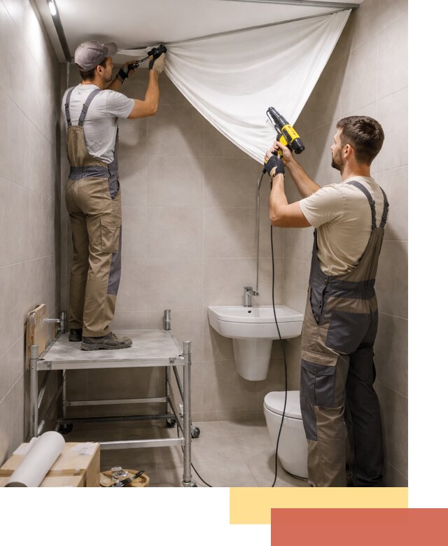 Монтаж натяжного потолка в санузле в Карасук