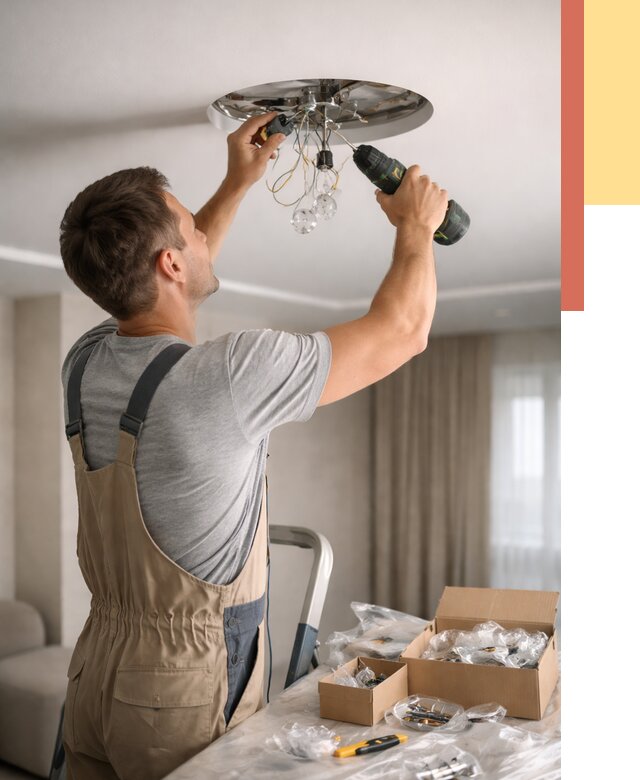 Установка люстры в натяжной потолок в Карасук от 1219 руб. | Быстро и недорого — ОТДЕЛОЧНИК-Кск