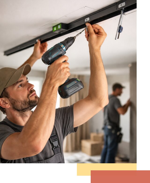 Установка трековых светильников в натяжной потолок в Карасук