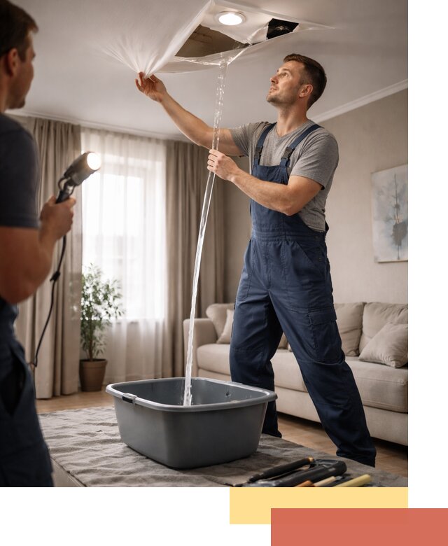 Слив воды с натяжного потолка в Карасук быстро и аккуратно