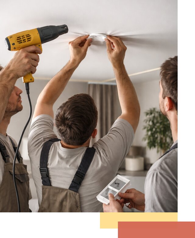 Ремонт прокола полотна натяжного потолка в Карасук