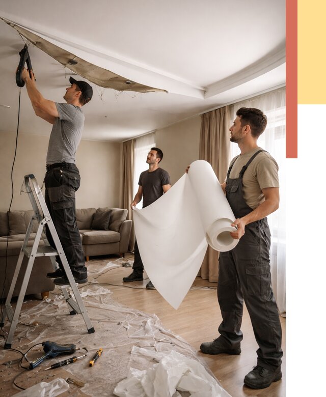 Замена полотна натяжного потолка в Карасук от 9649 руб. быстро и недорого | ОТДЕЛОЧНИК-Кск