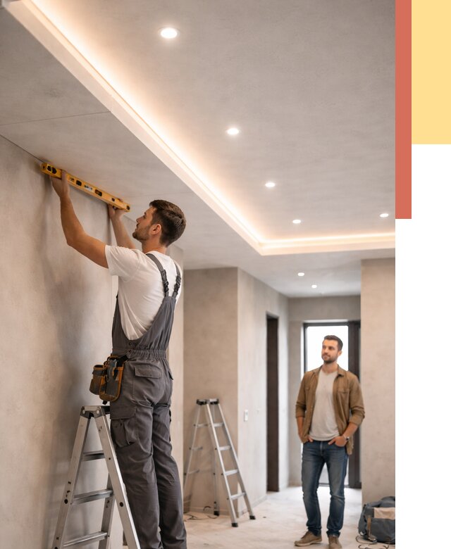 Потолок из гипсокартона с подсветкой в Карасук от 762 руб./м2 под ключ | ОТДЕЛОЧНИК-Кск