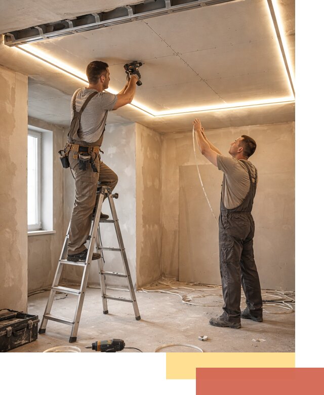 Потолок из гипсокартона с подсветкой в Карасук