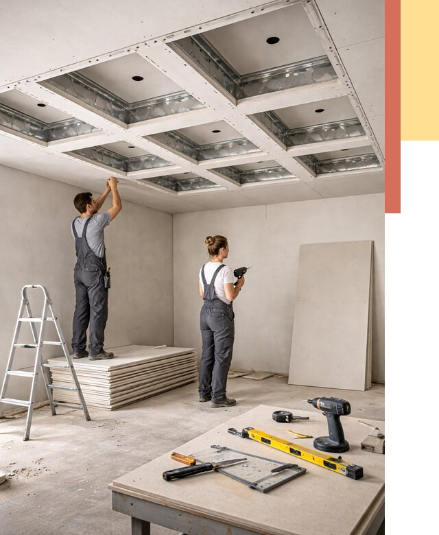 Кессонный потолок из гипсокартона в Карасук от 1879 руб. — монтаж и под ключ | ОТДЕЛОЧНИК-Кск