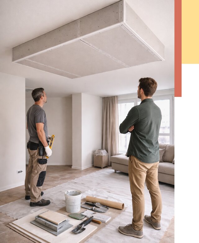 Короб на потолке из гипсокартона в Карасук от 2235 руб. — монтаж и услуги под ключ | ОТДЕЛОЧНИК-Кск