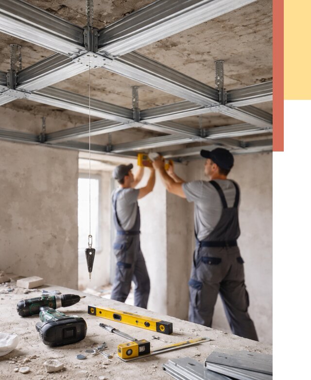 Монтаж каркаса потолка из профиля в Карасук от 4571 руб. — услуги ОТДЕЛОЧНИК-Кск