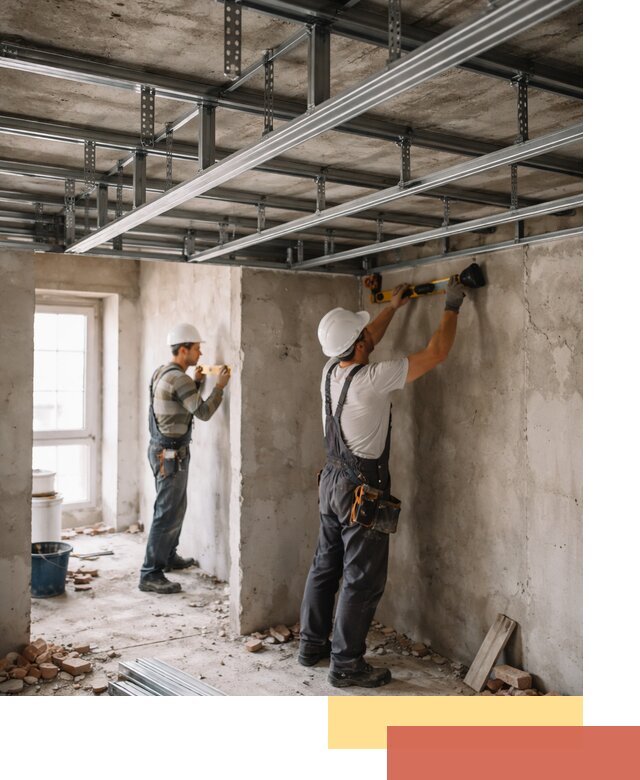 Монтаж каркаса потолка из профильного профиля в Карасук