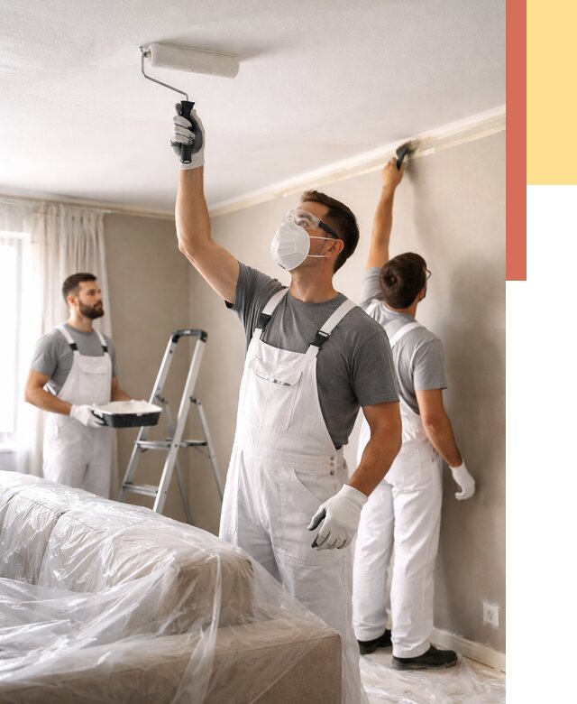 Покраска потолка водоэмельсионной краской в Карасук от 2235 руб/м² — услуги под ключ | ОТДЕЛОЧНИК-Кск