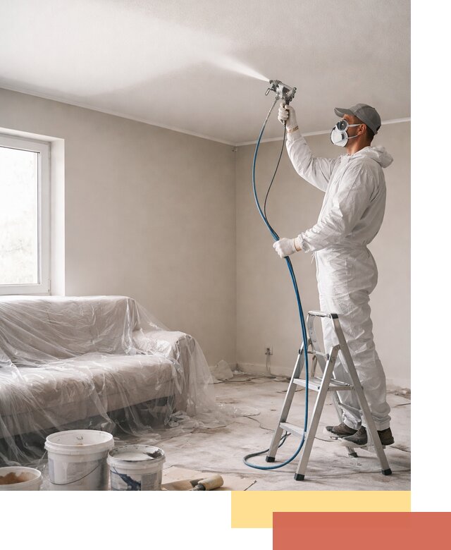 Покраска потолка краскопультом в Карасук быстро и качественно